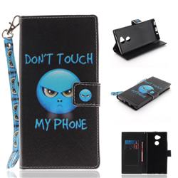 Not Touch My Phone Hand Strap Leather Wallet Case for Sony Xperia XA2 Ultra(6.0 inch)