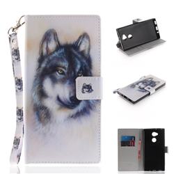 Snow Wolf Hand Strap Leather Wallet Case for Sony Xperia XA2 Ultra(6.0 inch)