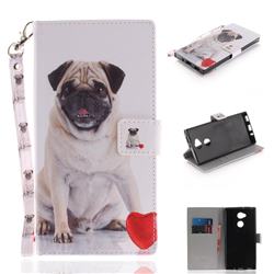 Pug Dog Hand Strap Leather Wallet Case for Sony Xperia XA2 Ultra(6.0 inch)