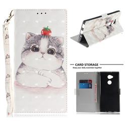 Cute Tomato Cat 3D Painted Leather Wallet Phone Case for Sony Xperia XA2 Ultra(6.0 inch)