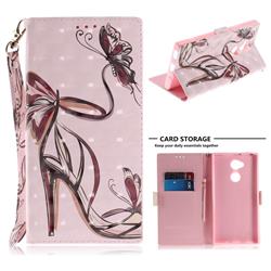 Butterfly High Heels 3D Painted Leather Wallet Phone Case for Sony Xperia XA2 Ultra(6.0 inch)