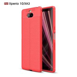 Luxury Auto Focus Litchi Texture Silicone TPU Back Cover for Sony Xperia 10 / Xperia XA3 - Red