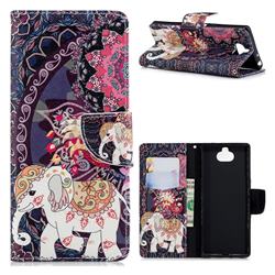 Totem Flower Elephant Leather Wallet Case for Sony Xperia 10 / Xperia XA3