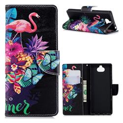 Flowers Flamingos Leather Wallet Case for Sony Xperia 10 / Xperia XA3