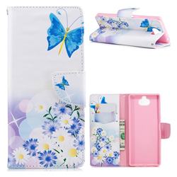 Butterflies Flowers Leather Wallet Case for Sony Xperia 10 / Xperia XA3