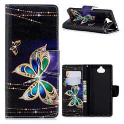 Golden Shining Butterfly Leather Wallet Case for Sony Xperia 10 / Xperia XA3