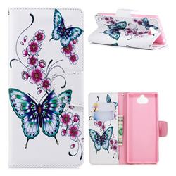 Peach Butterflies Leather Wallet Case for Sony Xperia 10 / Xperia XA3