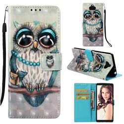 Sweet Gray Owl 3D Painted Leather Wallet Case for Sony Xperia 10 / Xperia XA3