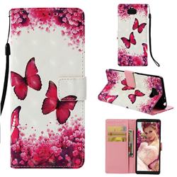Rose Butterfly 3D Painted Leather Wallet Case for Sony Xperia 10 / Xperia XA3