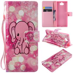 Pink Elephant PU Leather Wallet Case for Sony Xperia 10 / Xperia XA3