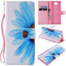 Blue Sunflower PU Leather Wallet Case for Sony Xperia 10 / Xperia XA3