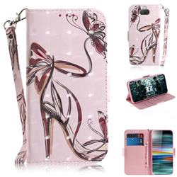 Butterfly High Heels 3D Painted Leather Wallet Phone Case for Sony Xperia 10 / Xperia XA3