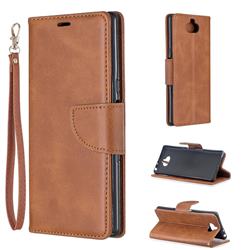 Classic Sheepskin PU Leather Phone Wallet Case for Sony Xperia 10 / Xperia XA3 - Brown