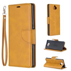 Classic Sheepskin PU Leather Phone Wallet Case for Sony Xperia 10 / Xperia XA3 - Yellow