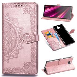 Embossing Imprint Mandala Flower Leather Wallet Case for Sony Xperia 10 / Xperia XA3 - Rose Gold