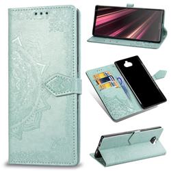 Embossing Imprint Mandala Flower Leather Wallet Case for Sony Xperia 10 / Xperia XA3 - Green