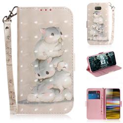 Three Squirrels 3D Painted Leather Wallet Phone Case for Sony Xperia 10 Plus / Xperia XA3 Ultra