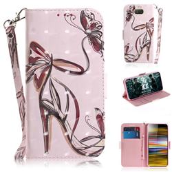 Butterfly High Heels 3D Painted Leather Wallet Phone Case for Sony Xperia 10 Plus / Xperia XA3 Ultra