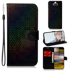 Laser Circle Shining Leather Wallet Phone Case for Sony Xperia 10 Plus / Xperia XA3 Ultra - Black