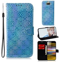 Laser Circle Shining Leather Wallet Phone Case for Sony Xperia 10 Plus / Xperia XA3 Ultra - Blue