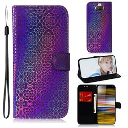 Laser Circle Shining Leather Wallet Phone Case for Sony Xperia 10 Plus / Xperia XA3 Ultra - Purple