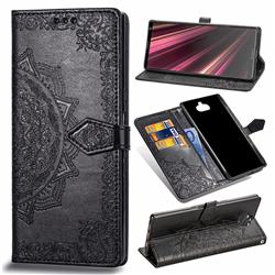 Embossing Imprint Mandala Flower Leather Wallet Case for Sony Xperia 10 Plus / Xperia XA3 Ultra - Black