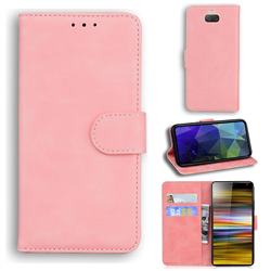 Retro Classic Skin Feel Leather Wallet Phone Case for Sony Xperia 10 Plus / Xperia XA3 Ultra - Pink