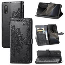 Embossing Imprint Mandala Flower Leather Wallet Case for Sony Xperia Ace 2 ( Ace II) - Black