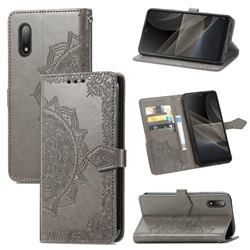 Embossing Imprint Mandala Flower Leather Wallet Case for Sony Xperia Ace 2 ( Ace II) - Gray