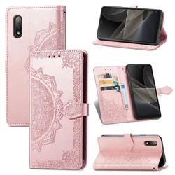 Embossing Imprint Mandala Flower Leather Wallet Case for Sony Xperia Ace 2 ( Ace II) - Rose Gold