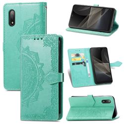 Embossing Imprint Mandala Flower Leather Wallet Case for Sony Xperia Ace 2 ( Ace II) - Green