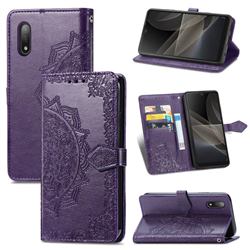 Embossing Imprint Mandala Flower Leather Wallet Case for Sony Xperia Ace 2 ( Ace II) - Purple