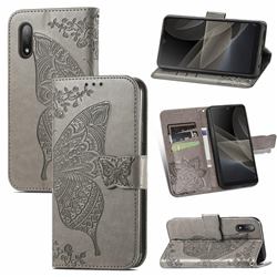 Embossing Mandala Flower Butterfly Leather Wallet Case for Sony Xperia Ace 2 ( Ace II) - Gray