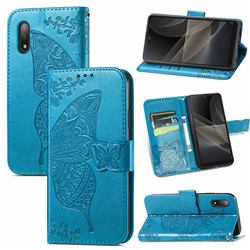 Embossing Mandala Flower Butterfly Leather Wallet Case for Sony Xperia Ace 2 ( Ace II) - Blue