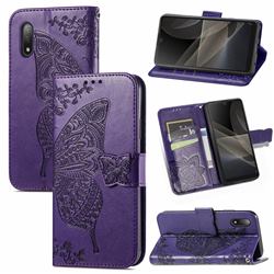 Embossing Mandala Flower Butterfly Leather Wallet Case for Sony Xperia Ace 2 ( Ace II) - Dark Purple