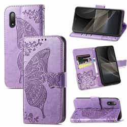 Embossing Mandala Flower Butterfly Leather Wallet Case for Sony Xperia Ace 2 ( Ace II) - Light Purple