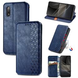 Ultra Slim Fashion Business Card Magnetic Automatic Suction Leather Flip Cover for Sony Xperia Ace 2 ( Ace II) - Dark Blue