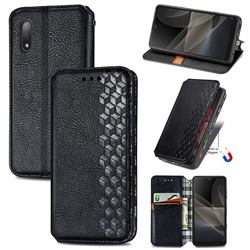 Ultra Slim Fashion Business Card Magnetic Automatic Suction Leather Flip Cover for Sony Xperia Ace 2 ( Ace II) - Black