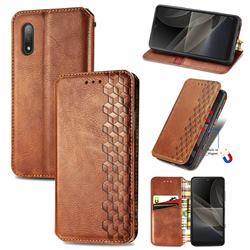 Ultra Slim Fashion Business Card Magnetic Automatic Suction Leather Flip Cover for Sony Xperia Ace 2 ( Ace II) - Brown