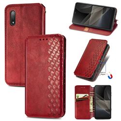Ultra Slim Fashion Business Card Magnetic Automatic Suction Leather Flip Cover for Sony Xperia Ace 2 ( Ace II) - Red