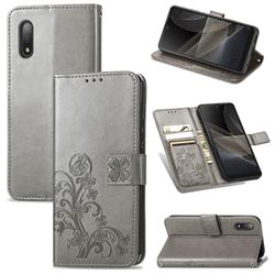 Embossing Imprint Four-Leaf Clover Leather Wallet Case for Sony Xperia Ace 2 ( Ace II) - Grey