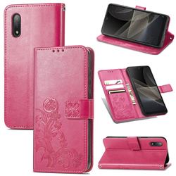 Embossing Imprint Four-Leaf Clover Leather Wallet Case for Sony Xperia Ace 2 ( Ace II) - Rose Red
