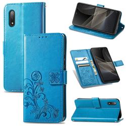 Embossing Imprint Four-Leaf Clover Leather Wallet Case for Sony Xperia Ace 2 ( Ace II) - Blue