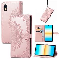Embossing Imprint Mandala Flower Leather Wallet Case for Sony Xperia Ace 3 ( Ace III) - Rose Gold
