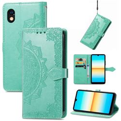 Embossing Imprint Mandala Flower Leather Wallet Case for Sony Xperia Ace 3 ( Ace III) - Green