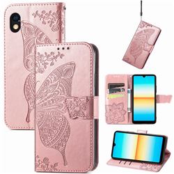 Embossing Mandala Flower Butterfly Leather Wallet Case for Sony Xperia Ace 3 ( Ace III) - Rose Gold