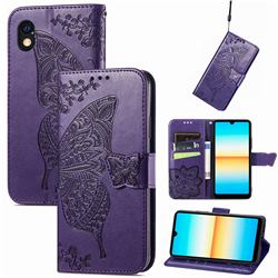 Embossing Mandala Flower Butterfly Leather Wallet Case for Sony Xperia Ace 3 ( Ace III) - Dark Purple