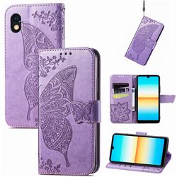 Embossing Mandala Flower Butterfly Leather Wallet Case for Sony Xperia Ace 3 ( Ace III) - Light Purple