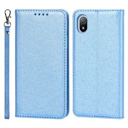 Ultra Slim Magnetic Automatic Suction Silk Lanyard Leather Flip Cover for Sony Xperia Ace 3 ( Ace III) - Sky Blue
