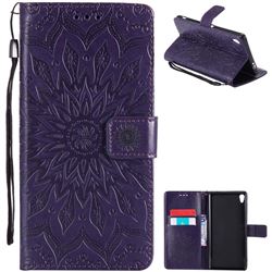 Embossing Sunflower Leather Wallet Case for Sony Xperia XA Ultra - Purple